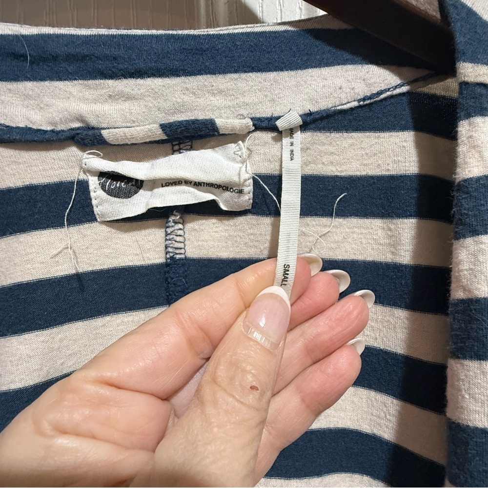 Anthropologie Floreat Striped Ruffle Rope Navy & Cream Size Small Anthro - Picture 5 of 7